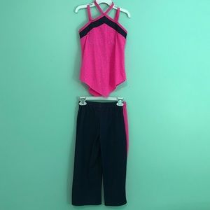 pink & navy girls dance costume